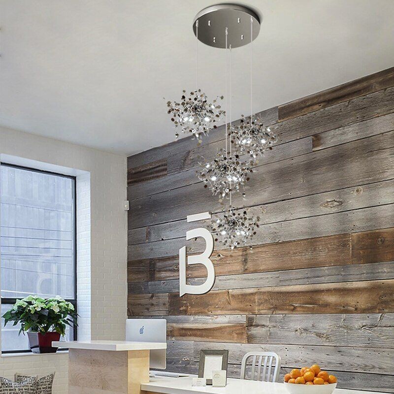 Hand-Made Stainless Steel Leaf Chandelier