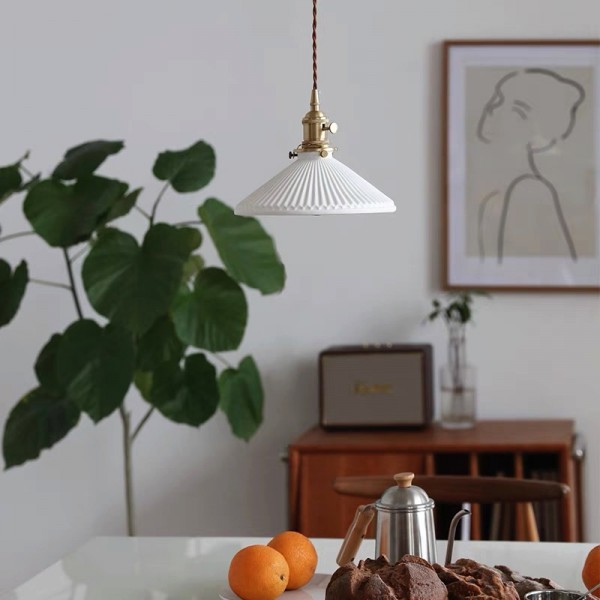 Modern Pleated Ceramic Pendant Light