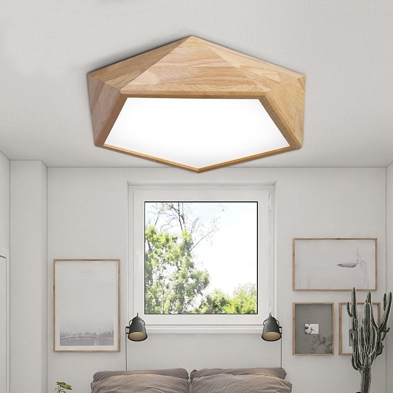 LEXA Geometric LED Ceiling Light in Wood