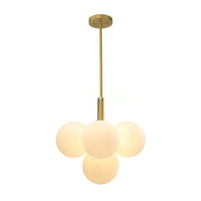 Opal Glass Bubble Cluster Grape Brass Chandelier for Dining Room