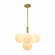 Opal Glass Bubble Cluster Grape Brass Chandelier for Dining Room