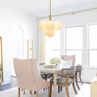 Опаловый стеклянный пузырьковый кластер виноградной латуни люстра для столовой