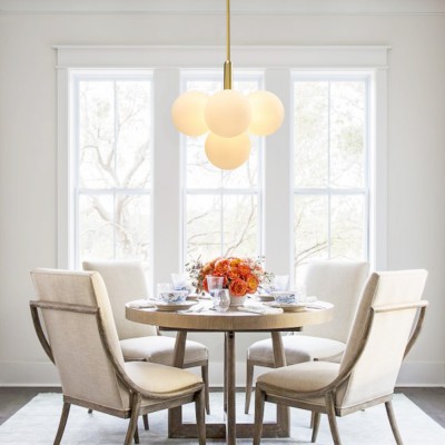 Опаловый стеклянный пузырьковый кластер виноградной латуни люстра для столовой