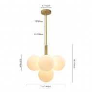 Opal Glass Bubble Cluster Grape Brass Chandelier for Dining Room
