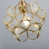 Nordic Brass Flower Petal Glass Pendant Light for Dining Room