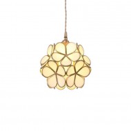 Nordic Brass Flower Petal Glass Pendant Light for Dining Room