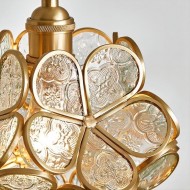 Nordic Brass Flower Petal Glass Pendant Light for Dining Room