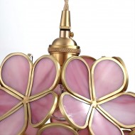 Nordic Brass Flower Petal Glass Pendant Light for Dining Room