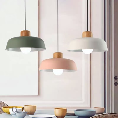 Scandinavian Metal Pendant Light with Macaroon Bowl Shape for Kitchen