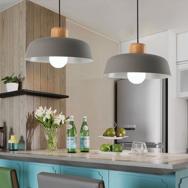 Scandinavian Metal Pendant Light with Macaroon Bowl Shape for Kitchen