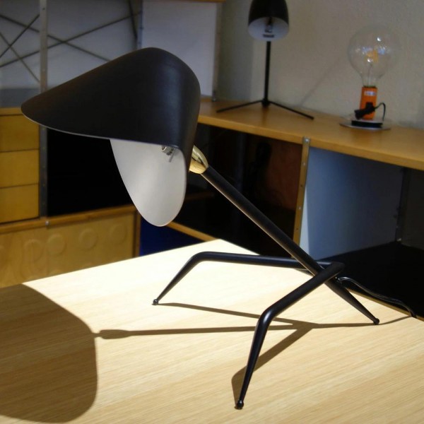 Serge Mouille Black Tripod Desk Lamp