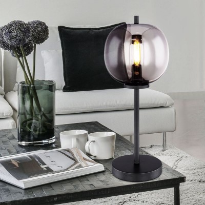 Multiple Style Glass Globo Blacky Table Lamp