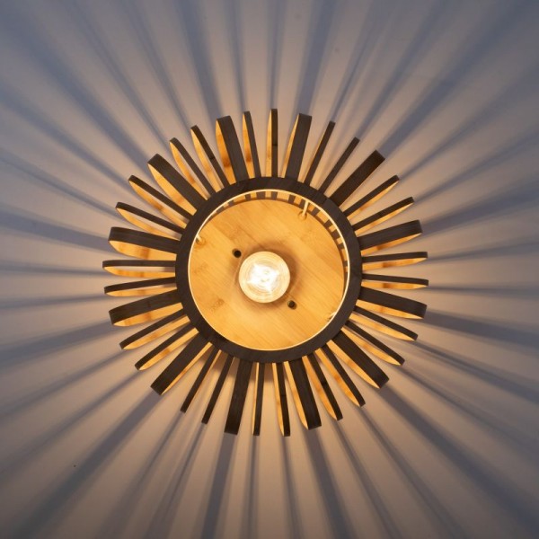 Wooden Ceiling Light With Bamboo Shade