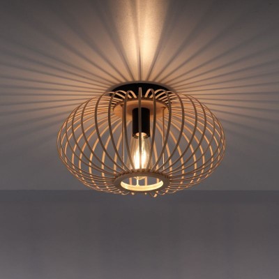 Wooden Ceiling Light With Bamboo Shade