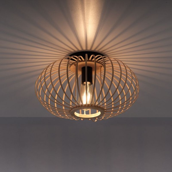 Wooden Ceiling Light With Bamboo Shade