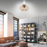 Wooden Ceiling Light With Bamboo Shade