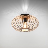 Wooden Ceiling Light With Bamboo Shade