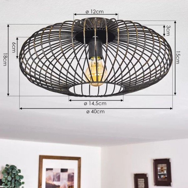 Black Vintage Round Wemude Ceiling Light