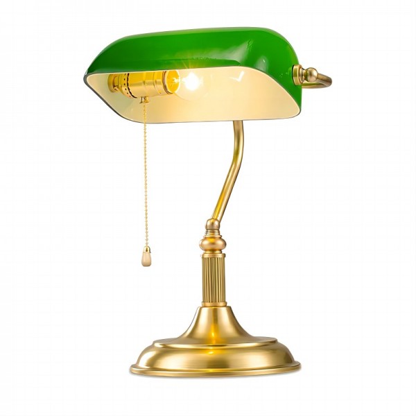 Classic Green Glass Bankers Table Lamp