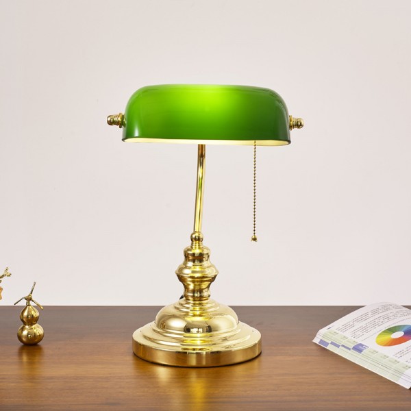 Classic Green Glass Bankers Table Lamp