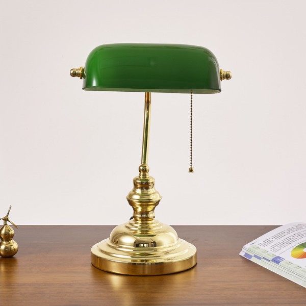 Classic Green Glass Bankers Table Lamp