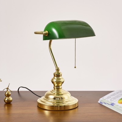 Classic Green Glass Bankers Table Lamp