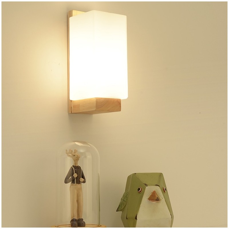 Frosted Wood Wall Lamp