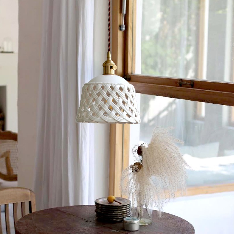 Modern White Ceramic Pendant Light  E27 Light For Living Room