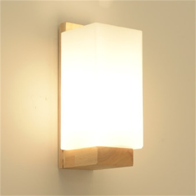 Frosted Wood Wall Lamp