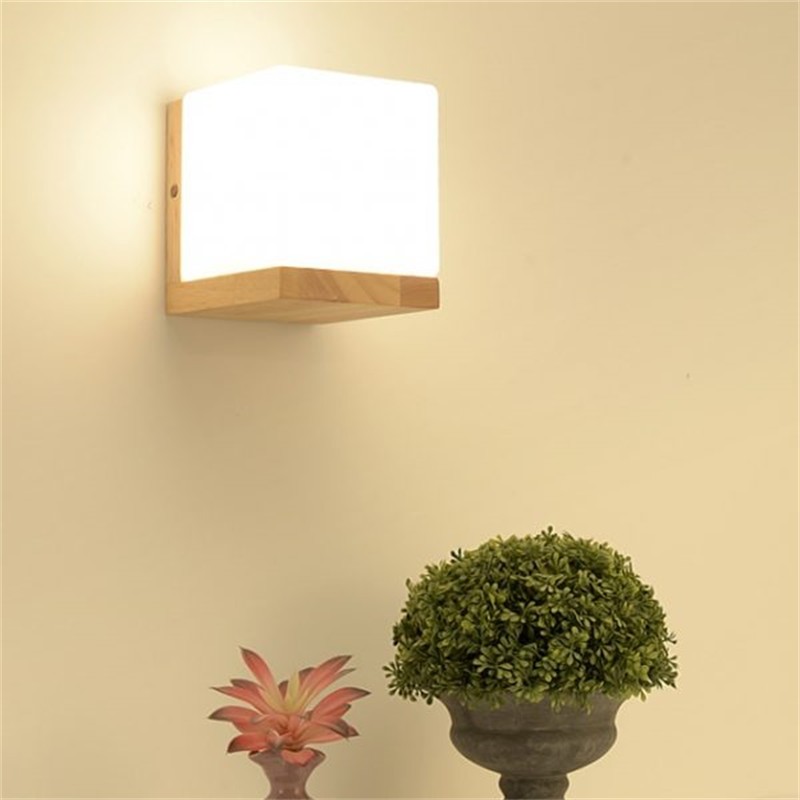 Frosted Wood Wall Lamp