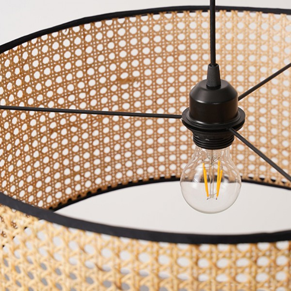 Handmade Bamboo Weaving Drum Pendant Light