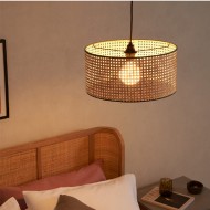 Handmade Bamboo Weaving Drum Pendant Light