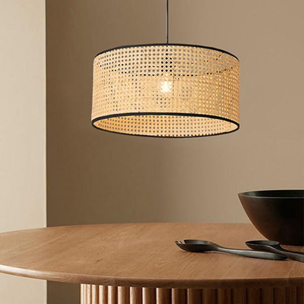 Handmade Bamboo Weaving Drum Pendant Light