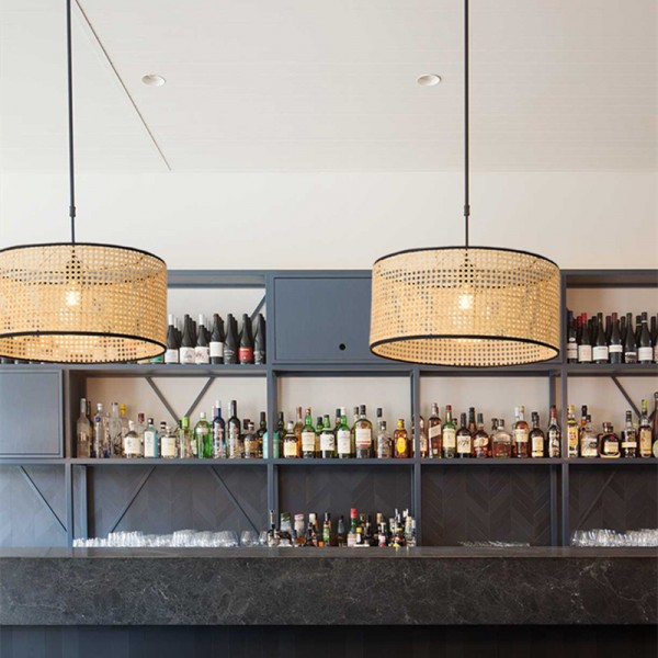 Handmade Bamboo Weaving Drum Pendant Light