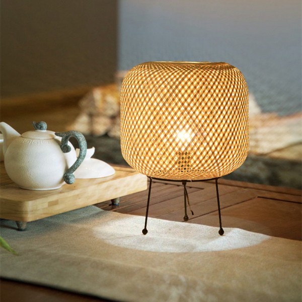 Bamboo Woven Vertical High Net Table Light
