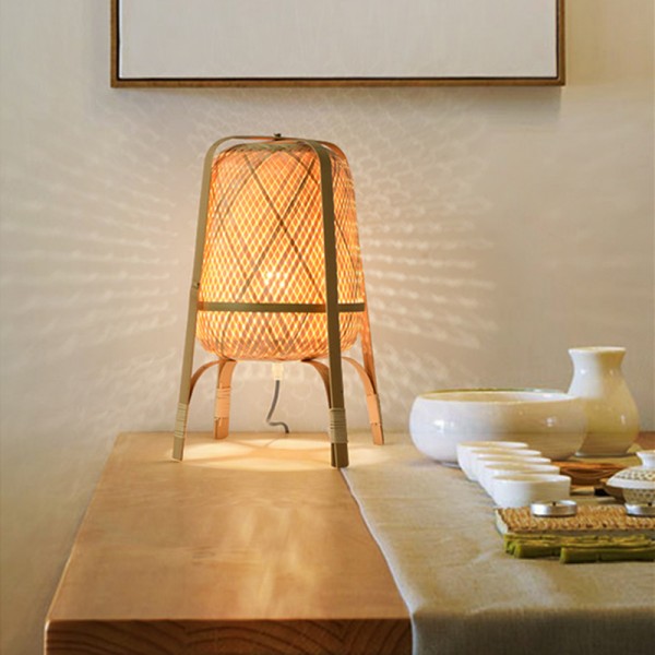 Bamboo Woven Vertical High Net Table Light