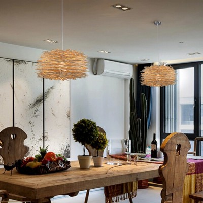 Simple Bird's Nest Creative Rattan Pendant Light