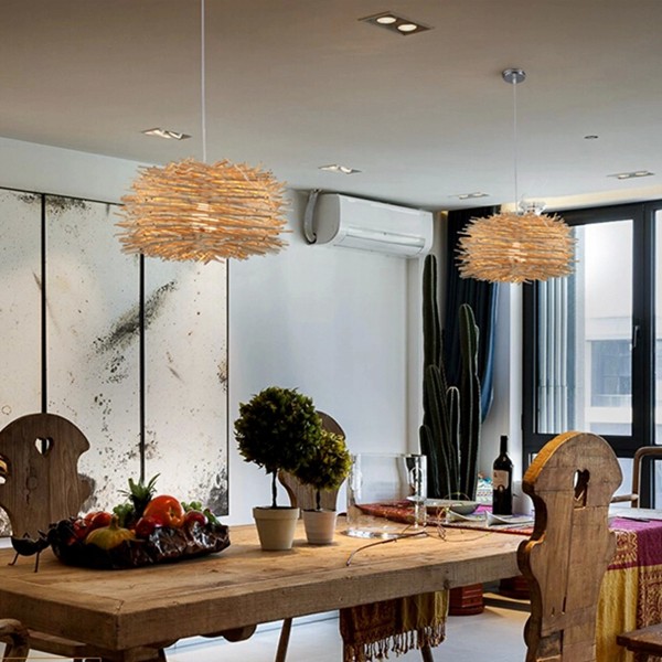 Simple Bird's Nest Creative Rattan Pendant Light