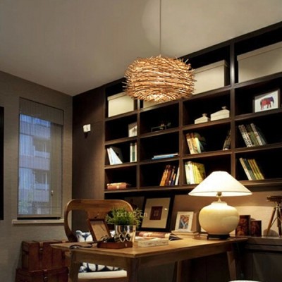 Simple Bird's Nest Creative Rattan Pendant Light
